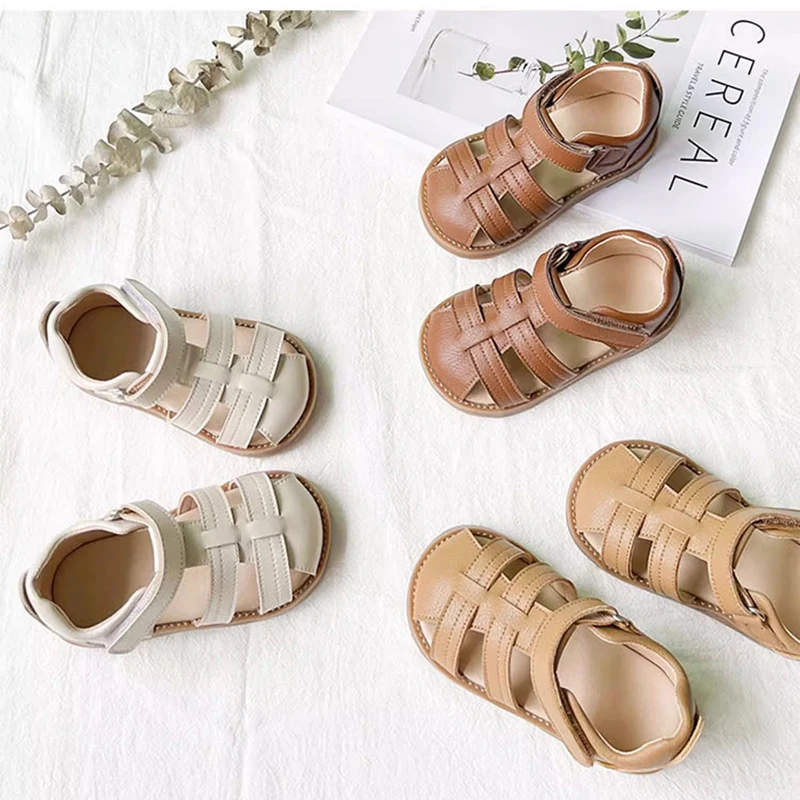 Kids Baby Sandals Children Summer Beach Shoes for Boys Girls Toddlers Sandals Fashion Slippers Toes-covered Anti-kick Soft Shoes