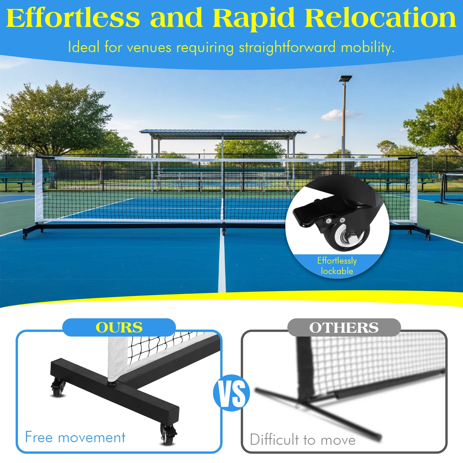 

Aluminum Tube Pickleball Net 22Ft Outdoor Pickleball Paddle Net Professional Pickle Ball Game Net Stand for Courts Indoor Gym
