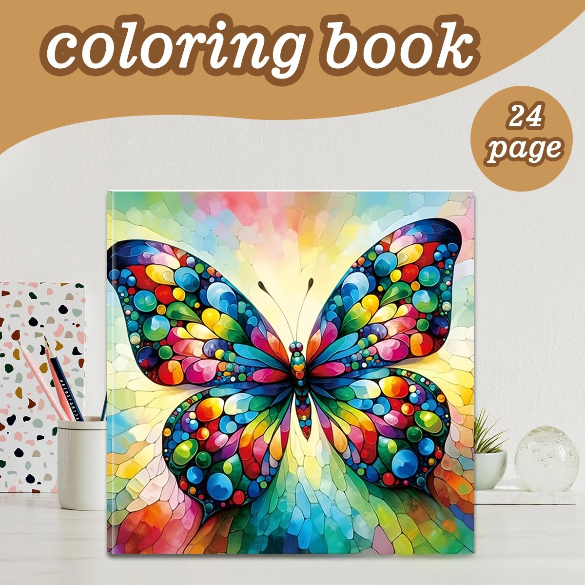 Stained Glass Butterfly Coloring Book Bright Rainbow Mosaic Butterfly Stained Window Floral Relax Art Book For Nature Lovers
