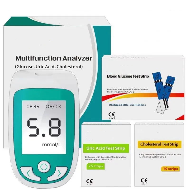 3 In 1 Multi-function Blood Glucose Monitor Cholesterol Uric Acid Meter Glucometer Diabetes Gout Test Blood Sugar Test Strips