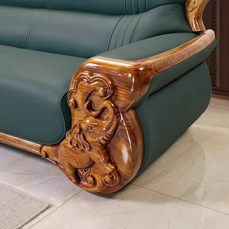 Small-sized furniture, living room, bedroom villa large apartment L-shaped first-layer cowhide straight row sofa