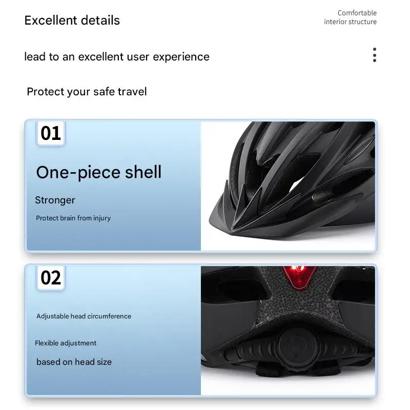 Adjustable Detachable Visor Lightweight Bike Helmet with Light for Kids & Adults
