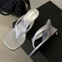 Eilyken New Summer Wedges High Heels Women Slippers Fashion Square Clip Toe Party Sandals Flip Flops Female Shoes - Image 4