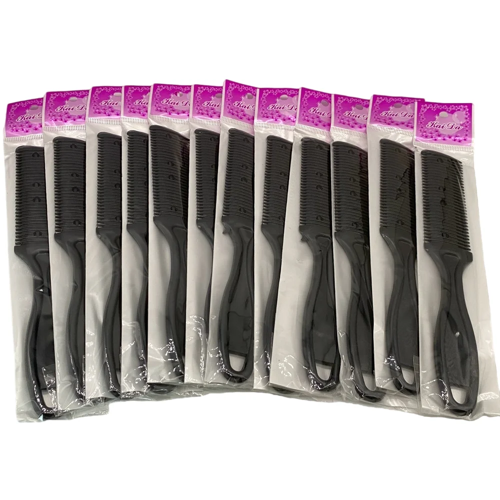 6/12 PCS 4 Color Razor Comb Hair Cutter Thinning Shaper Comb 2 Razor Blades Trimmer Barber Remover Tool Super