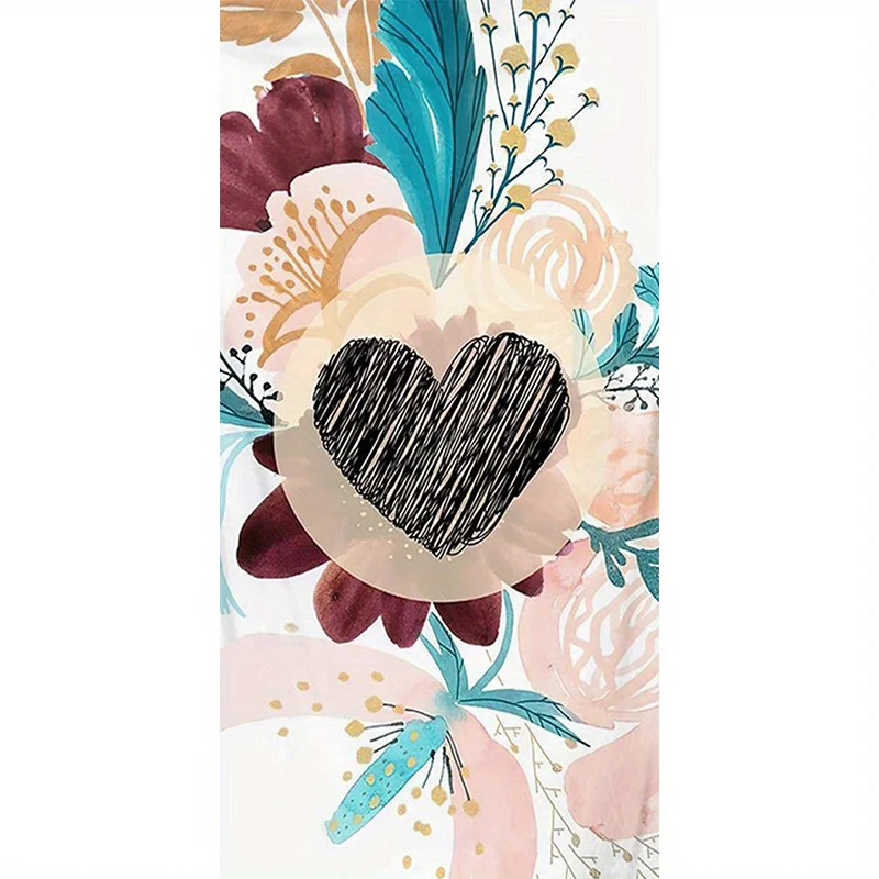 

Beach Towel Floral And Heart Pattern Sun Protection Windproof Suitable For Swimming Pool Camping Travel Blanket