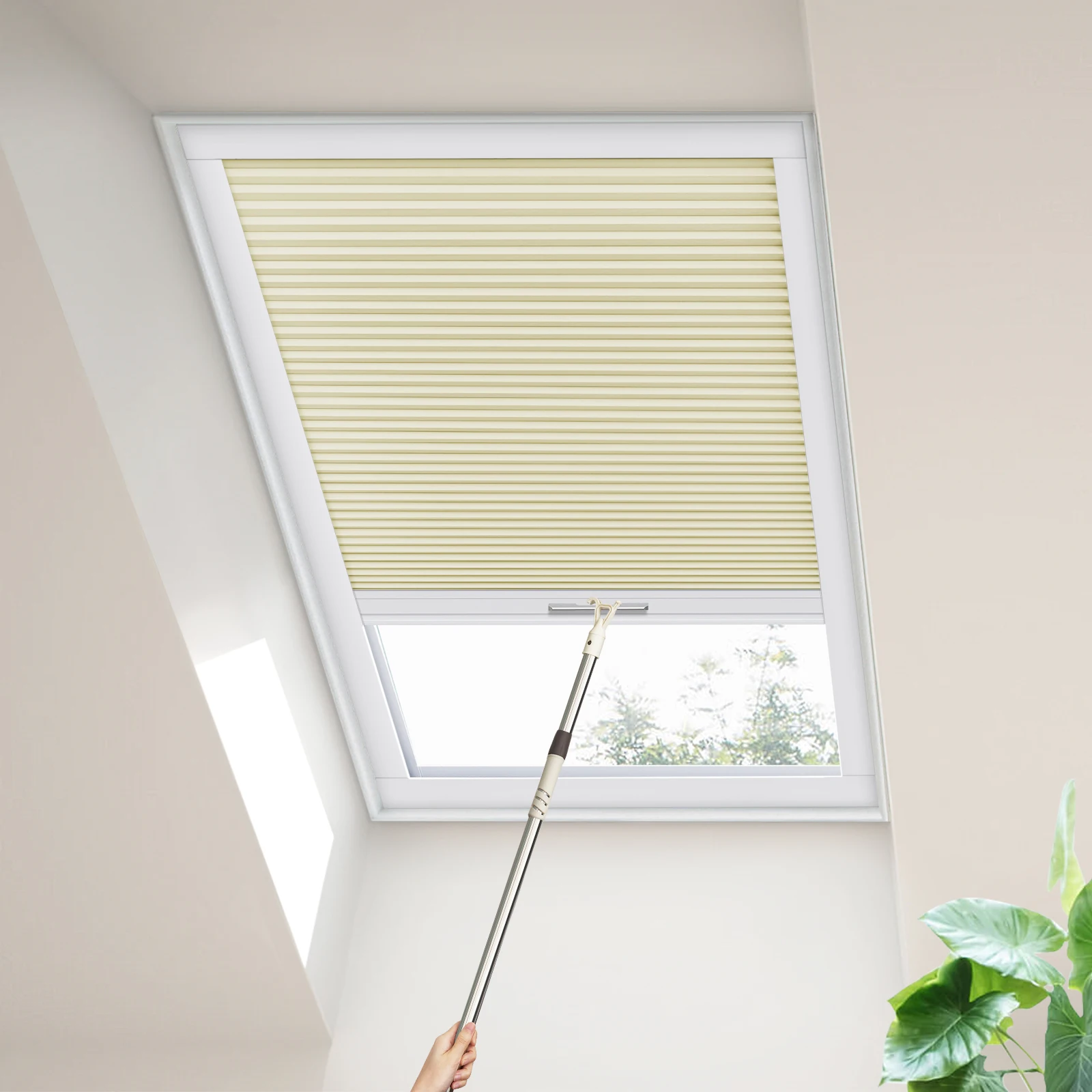 

Moonice Skylight Blinds Cordless Roof Honeycomb Window Blinds Blackout Cellular Pleated Roof Blinds for Home Easy Fit for Office