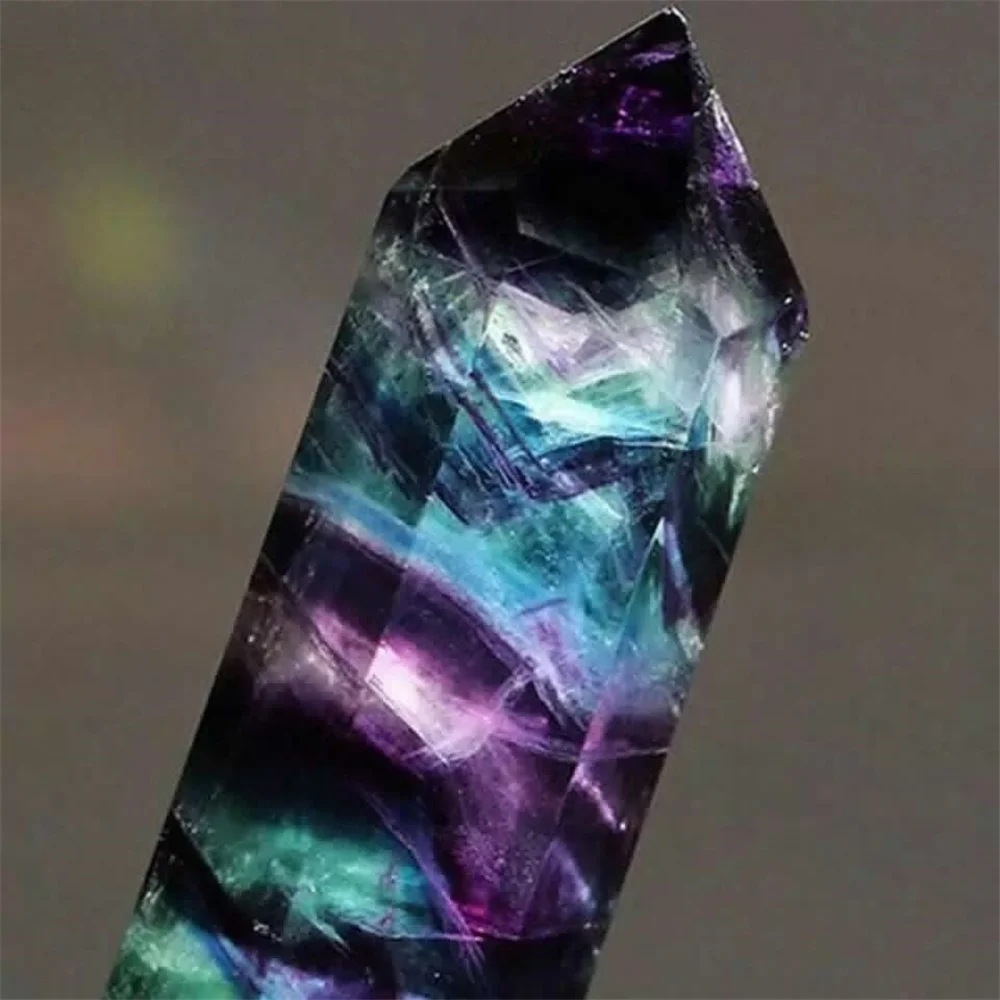 Natural Fluorite Crystals Obelisk Colorful Healing Stone Point Hexagonal Column 4-9cm Crystal Wand Gift for Home Office Decor