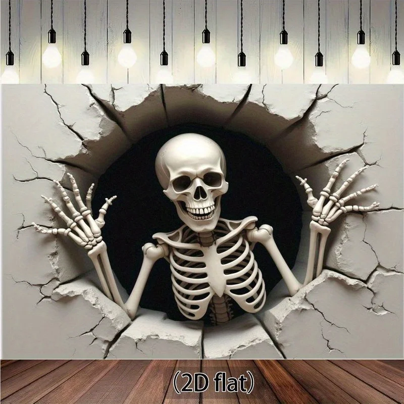 1 زخرفة كسر جدار جمجمة الهالوين - كسارة حائط زاحفة مصنوعة من البوليستر، مثالية لحفلات الهالوين #5