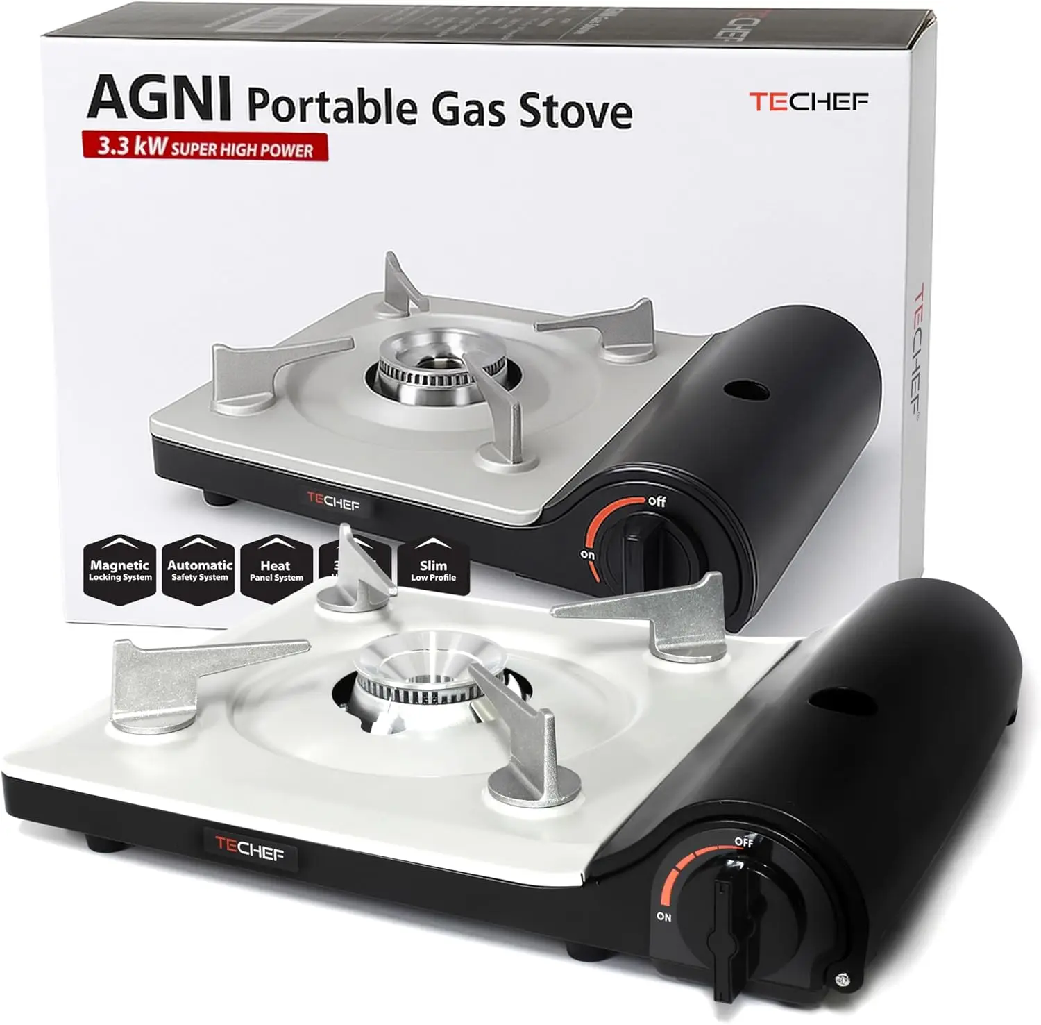 

Portable Butane Gas Stove Burner Camp Stove, 11,500 BTU with Auto Ignition & Safety Lock