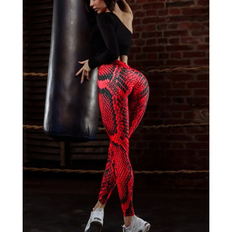 Krisnanas Snake Print Leggings for Woman 2025 Skinny Fitness Butt Lifting High Waist Stretchy Seamless Exercise Pants 73965