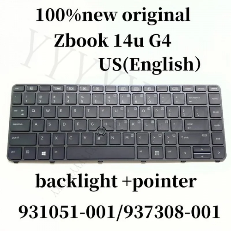 

Y+New/orig for HP ZBook 14u G4 laptop BT keyboard black 931051-001 937309-001 US