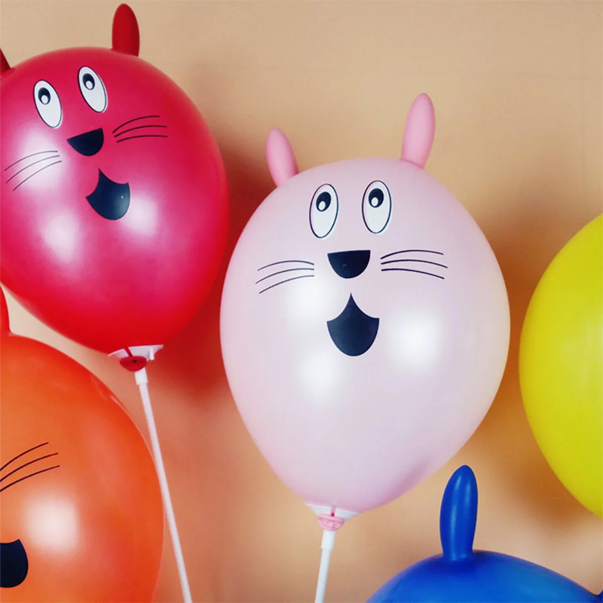 

30pcs Large Head Rabbit Balloon 12 Inch Mixed Color Durable Reusable For Kids Party Decoration Photo Props Balloon Rabbit Ear