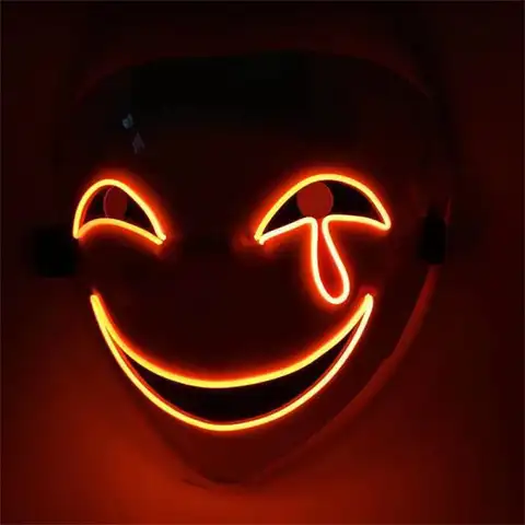 Leende clownmask i 5 färger, bekväm att bära, mjukt ljus, högkvalitativt material, unik LED-design, läskig clownmask, visar magmuskler 10 best sales läskig clownmask - №8
