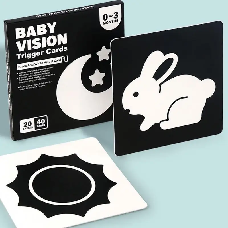 Montessori 0-12Month Baby Vision Stimulation Cards Black And White Contrast Cards Stimulate Newborns Visual Early Learning Toys