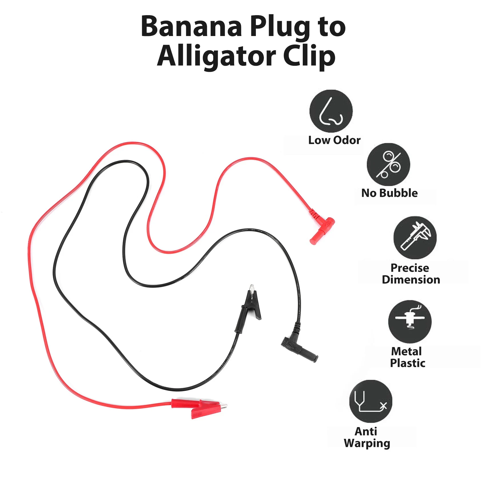 Par de cables de prueba con conector Banana a pinza de cocodrilo, Cable de prueba de laboratorio con conector Banana resistente de 1M de largo para multímetro