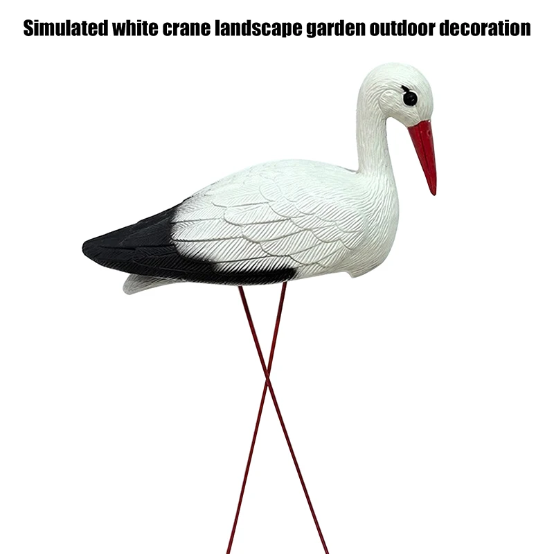 Creative Lifelike Animal Model White Crane Landscape With Detachable Wire Feet For Outdoor Garden DecorationHomeclub
