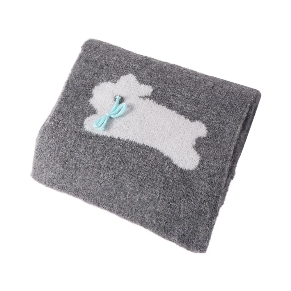 

Cute Polyester Rabbit Knitted Scarf Soft Bow Cartoon Thick Shawl Warmer Korean Style Long Scarf Autumn