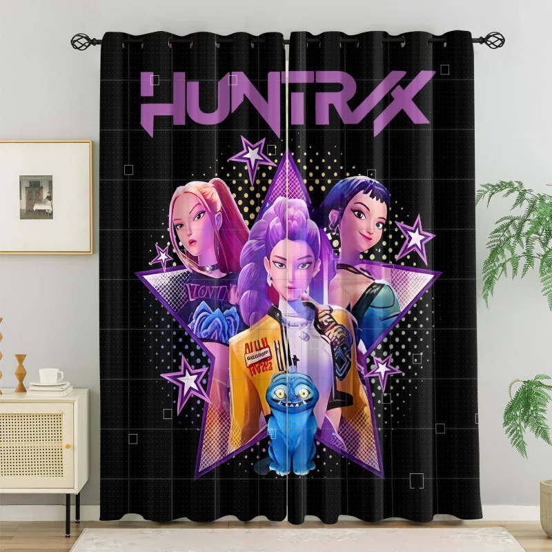 Hasbro Kpop Star Team Anime Curtains 85% Light Blocking Noise Reducing Cartoon Grommet Window Drapes For Girls Bedroom Balcony