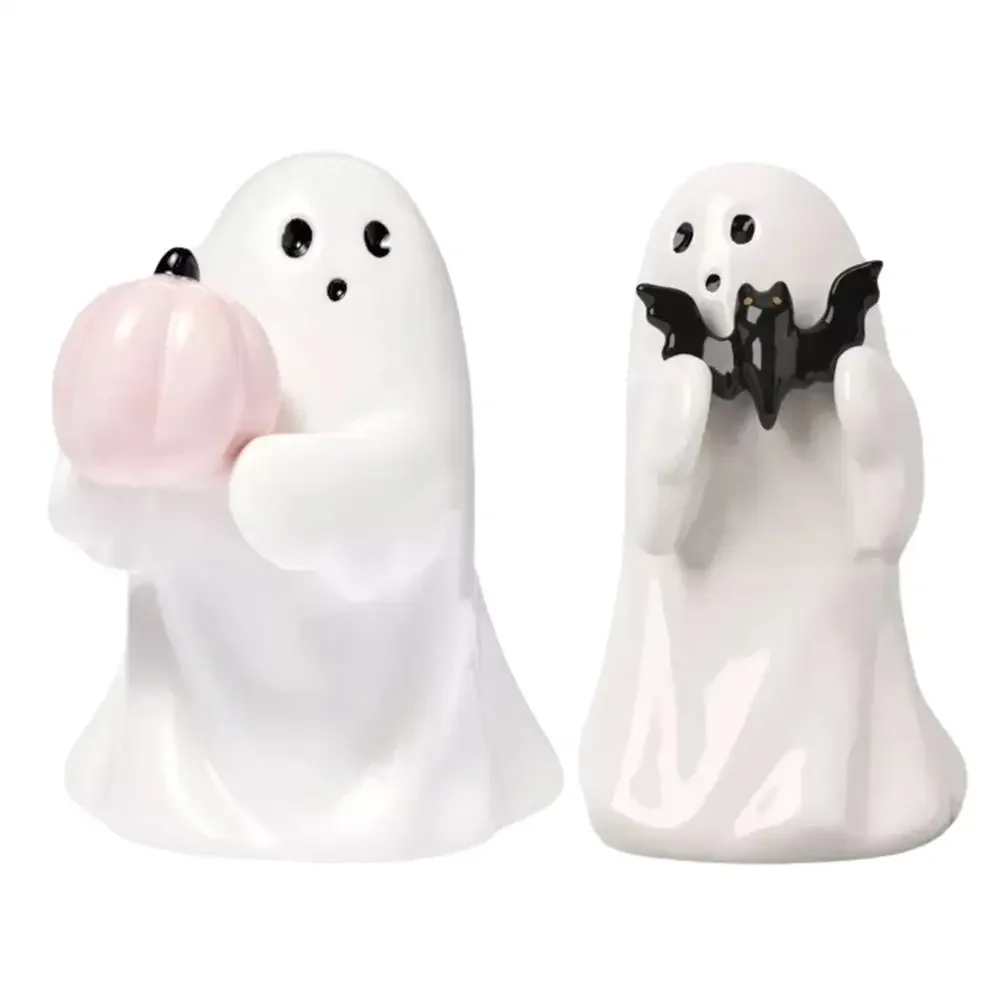 Ghost Hugging Pumpkin Statue Cute Halloween Statue Spooky Halloween Ghost Pumpkin Figurine Resin Walking for Home for Theme