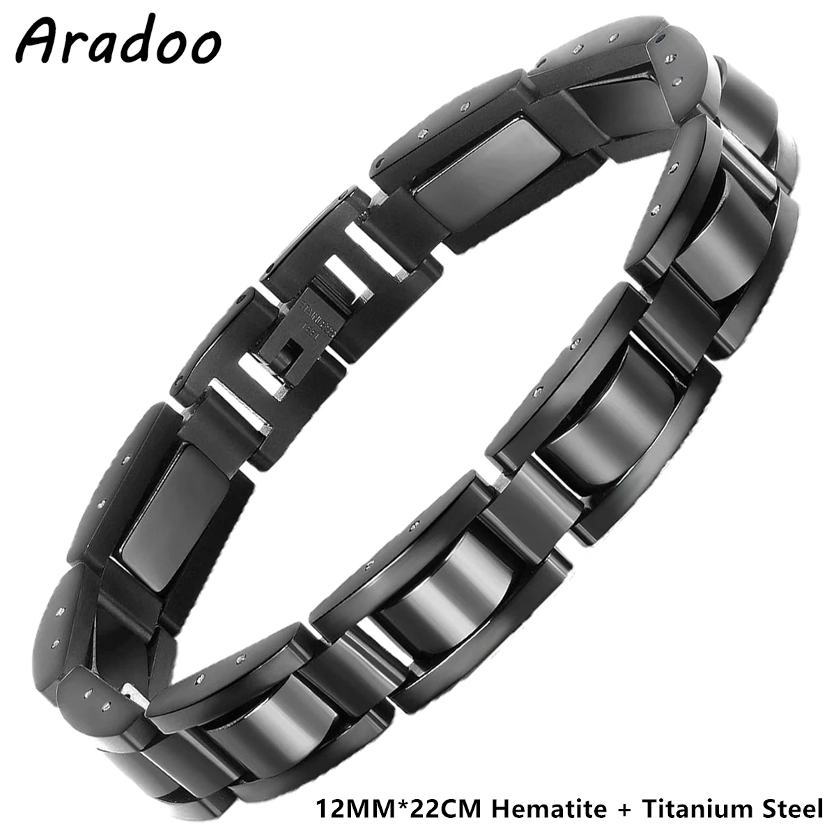 

ARADOO Titanium Steel Hematite Magnetic Bracelets for Men Stainless Steel Link Bracelet with Hematite Magnet Stones