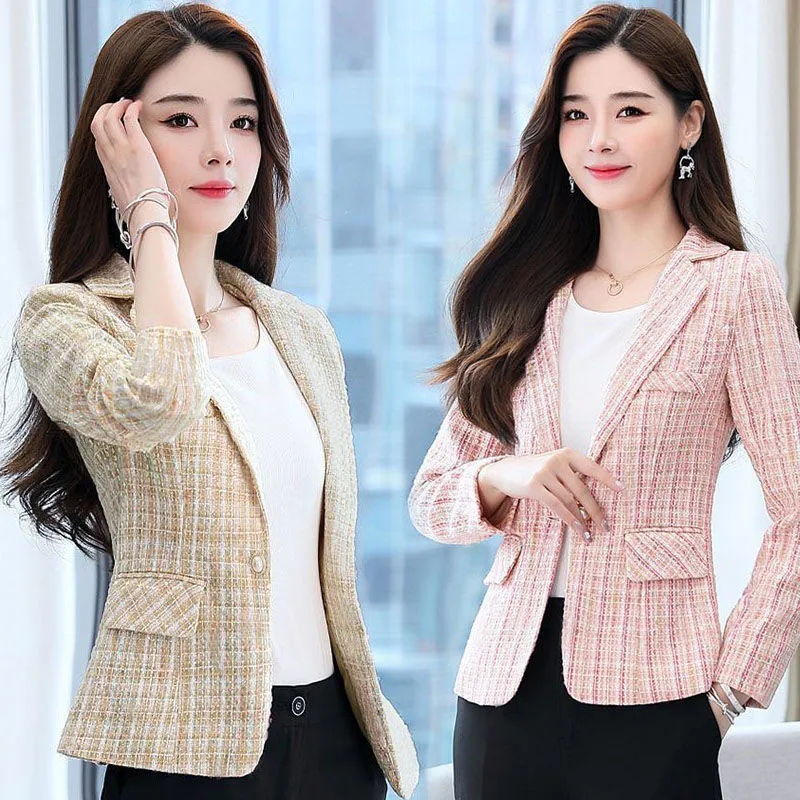 

Women's Short Coat 2025 Spring Autumn Female Waist Korean Joker Small Suit Jacket Advanced Temperament Small Fragrance Overcoat