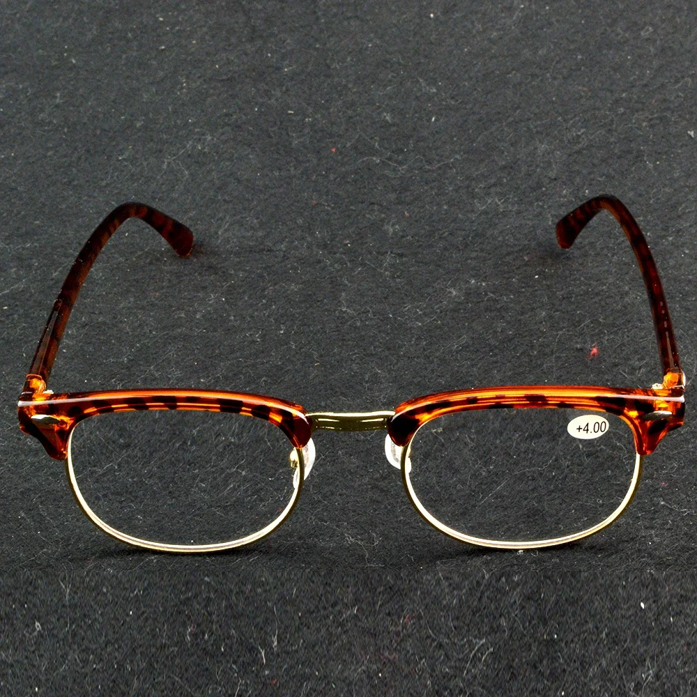 

Очки для чтения в стиле ретро с леопардовым принтом в полуоправе, мужские легкие модные очки для чтения, женские очки от +0,75 до +4