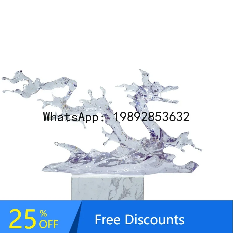 Z5  Hotel Lobby Transparent Water Flower Resin Ornament Sales Office Model Room Floor Sculpture Soft Decoration Artwork