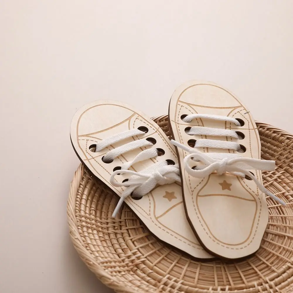 Jouet de chaussure de laçage en bois, apprendre à augurer, enfilage créatif, s'entraîner à attacher des lacets lumineux, planches, jouet Montessori