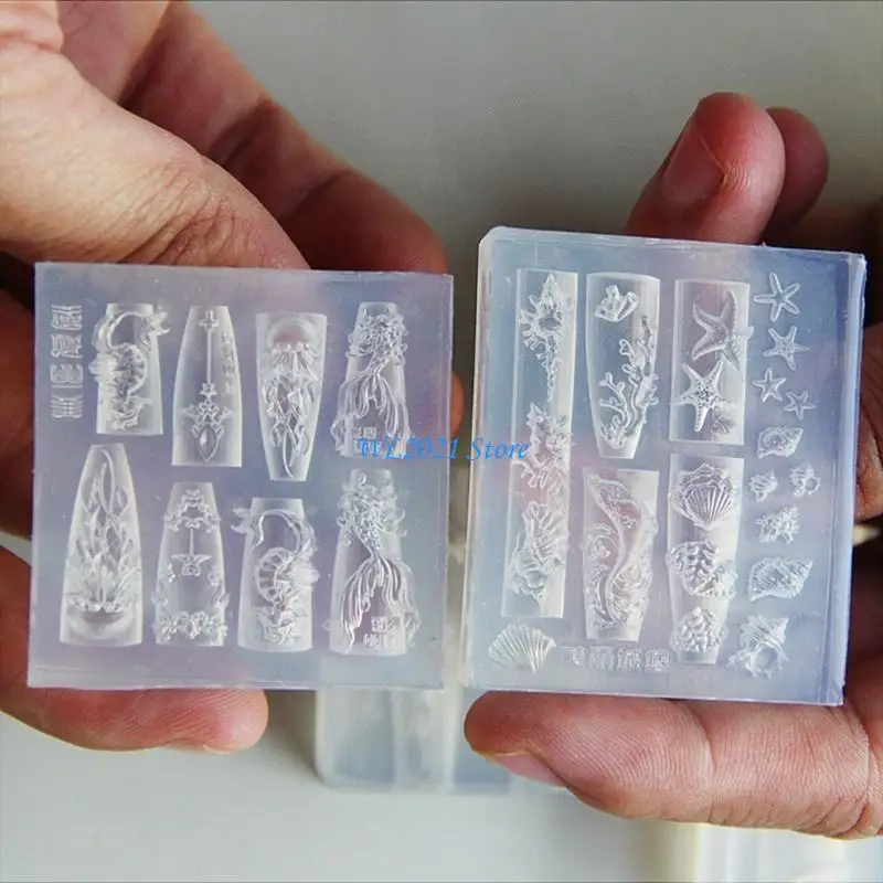 قوالب فن الأظافر السيليكون الفريدة من نوعها مع حوت وقذيفة لإلقاء نظرة أنيقة على المحيط #2
