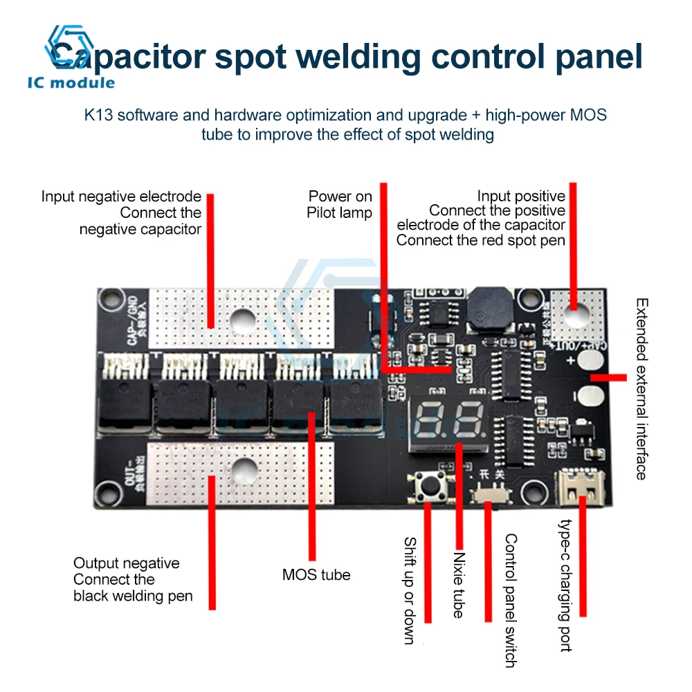 Handheld Portable Hand-Held Lithium Battery Farad Capacitor Spot Welding Machine Touch Welding Machine Circuit Control Module