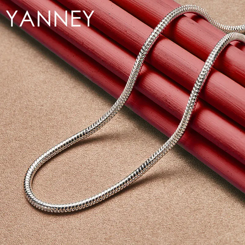 

YANNEY 925 Sterling Silver 16-30 Inches Simple Snake Chain Necklace For Women Men Fashion Charm Wedding Gift Jewelry Party