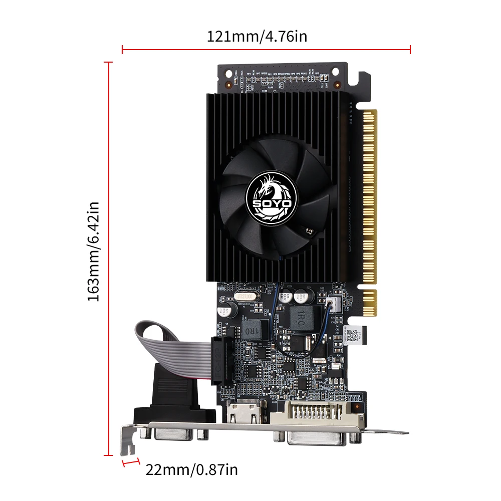 SOYO Half-height Graphics Card NVIDIA GPU GT 610 2G DDR3 64Bit 40nm Gaming Video Cards Desktop Computer VGA HDMI DVI PCIE2.0*16