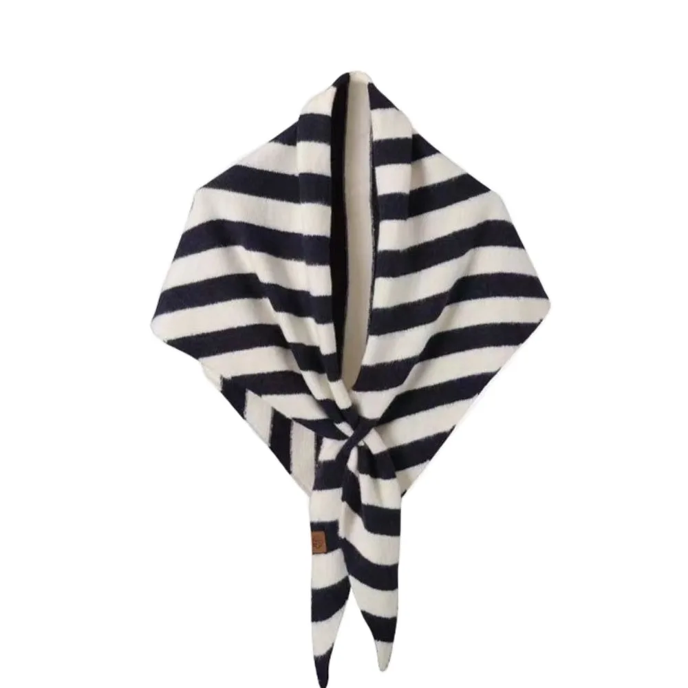 Elegante estilo coreano listrado cachecol cashmere engrossado inverno xale pescoço mais quente de pelúcia malha triângulo cachecol feminino/masculino