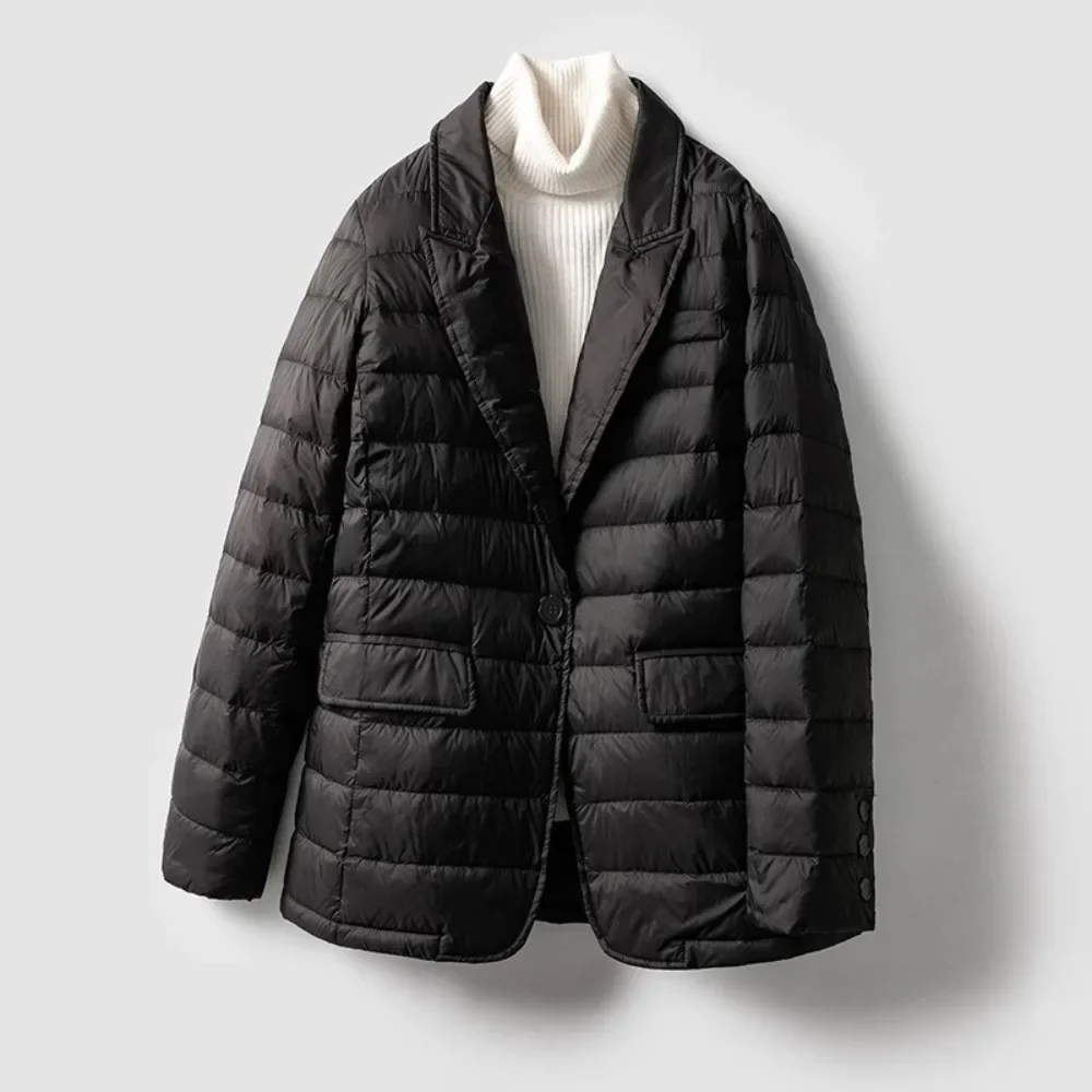 

White Duck Down Coat Women 2025 Winter Jacket Lady Fashion Warm Puffer Jacket Woven Block Trend Lace Up Clothes Female