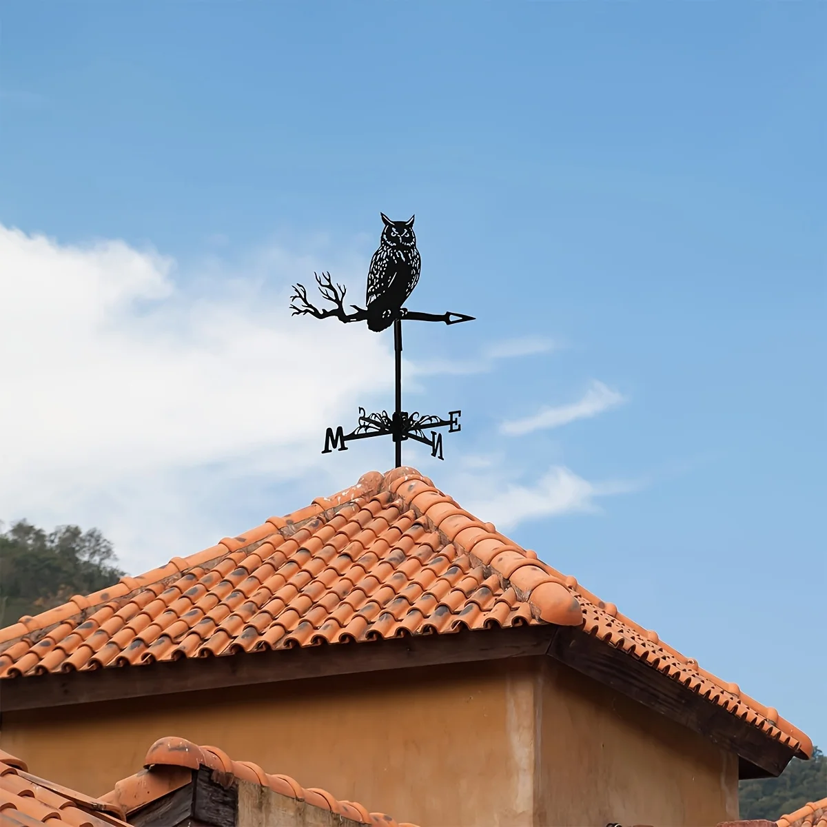 1Set Owl Statue Metal Wind Vane, Roof Wind Indicator and Garden Decoration Tool view 5