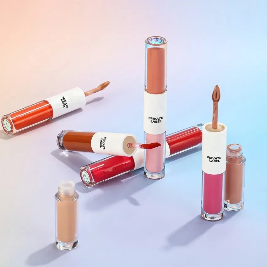 Private Label Double Headed Lip Gloss Custom Logo Waterproof Moisturizing Durable Mist Matte Long Lasting Makeup Wholesale