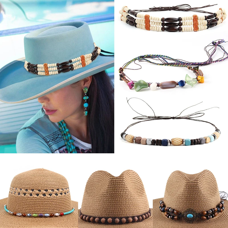 

Hat Accessories Braid Belt Adjustable Men Women Bohemian Style Cap Straw Hat Cowboy Hat Fedora Hats Bands Outdoor Decor Fashions