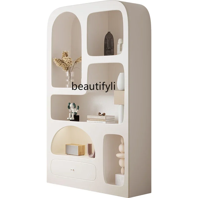cc182R Cream Wind Bookcase Shelf Entrance Floor Storage Living Room Display Bookshelf Cave Cabinet