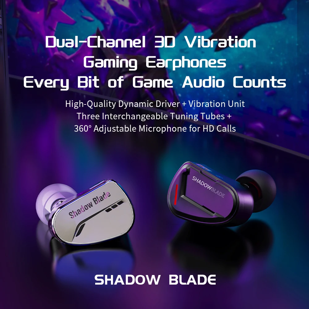 سماعات أذن CVJ Shadow Blade 1DD + 1 مفتاح اهتزاز منافذ ألعاب قابلة للتعديل داخل الأذن سماعات Hifi konoka Mermaid2