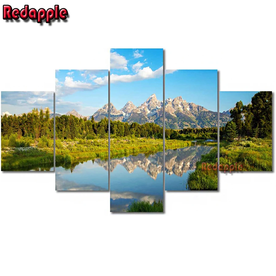 

Magical Landscape Drawing 5D Diy Diamond Painting Full Square Diamond Embroidery Cross Stitch Kits Mosaic art 5 pcs Home Decor