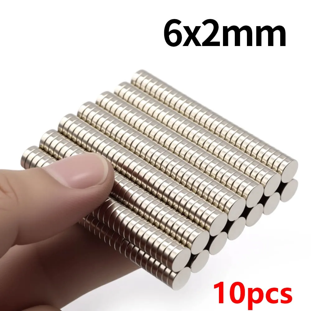 6x2mm supersterke neodymiummagneet N35 NdfeB permanente magnetische imanes ronde krachtige magneten koelkastmagneet