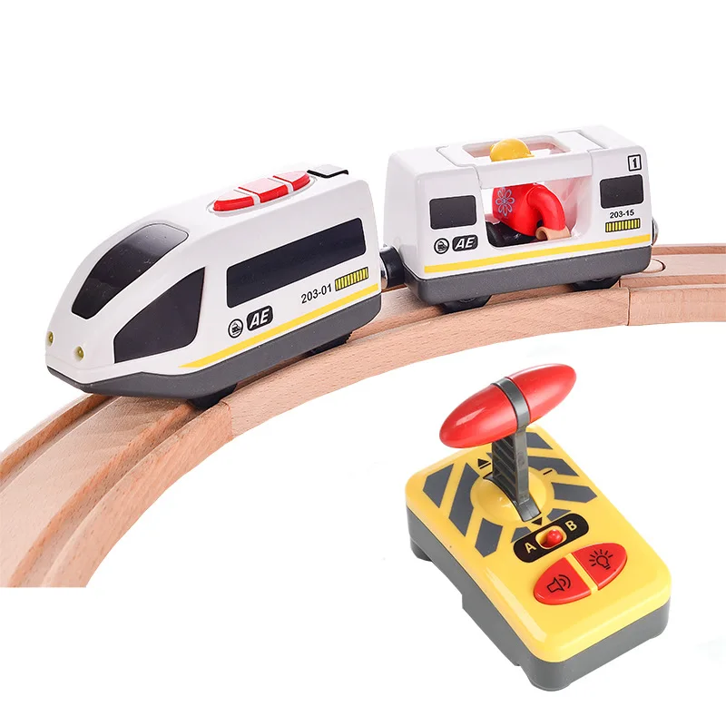 Ensemble de train électrique RC pour enfants, lomatéritive, magnétique, moulé sous pression, fente, jouet adapté à la marque, voies ferrées en bois,