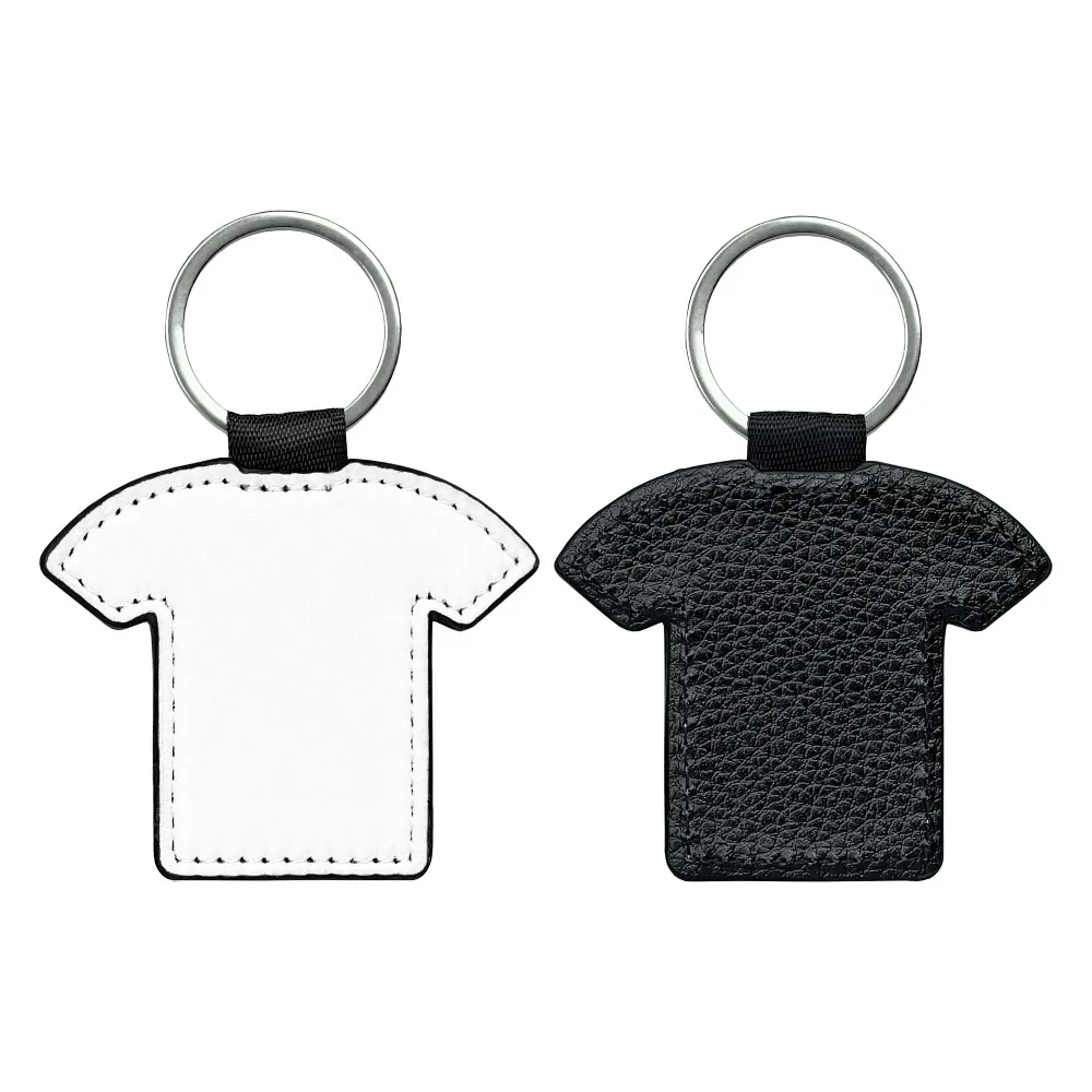 DIY Dye Sublimation Blanks Keychain Creative PU Leather Heat Transfer Keyring Pebbled Grain Rectangle
