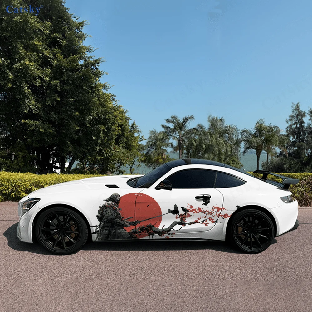 Warrior Flower Branch Sun Car Vinyl Wraps Decal Self-adhesive PVC Sticker Suitable for Trucks SUV Decor Auto Accessories Gift