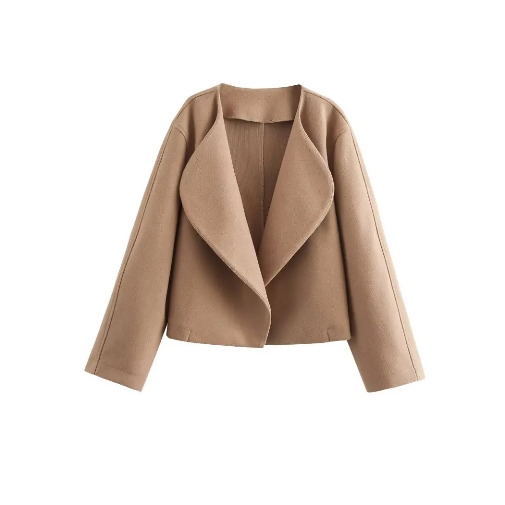 

Women's Fashion High-Neck Felt Coat Autumn Winter Casual Lapel Style Europe And US Wholesale
