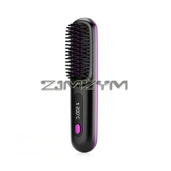 20Seconds Quick Heat Hair Straighter Liquid Crystal Cordless Straight Comb Anti-Scald Styling Brush Negative Ion Curly Hair Tool - Image 4