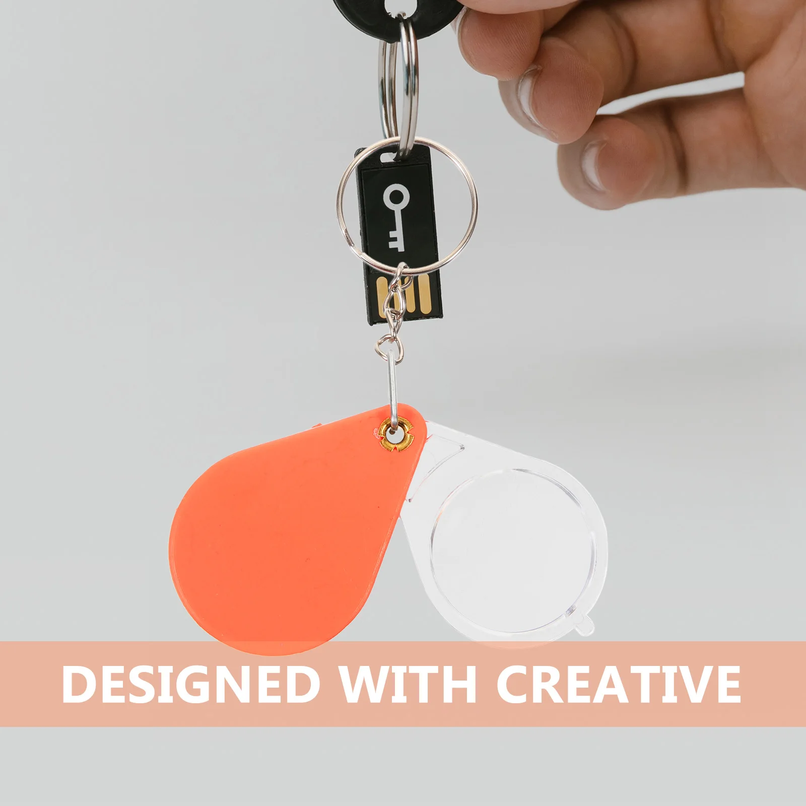 

5pcs Folding Magnifying Glass Keychain Jewelry Handheld Portable Lens For Precision Work Lightweight Abs Shell Clear Vision With