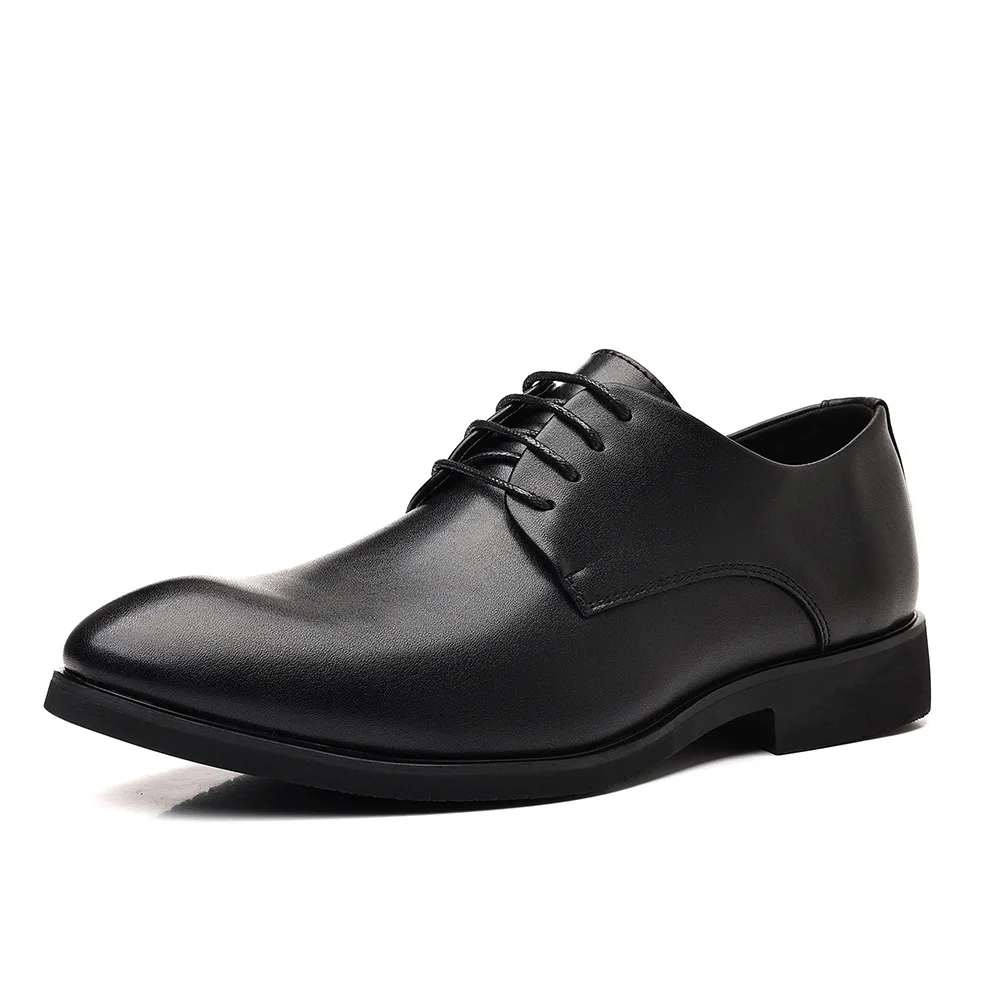 

2026 New Black Dress Shoes for Men Lace Designer Fashion Business Casual Shoes Male Big Size Spring Autumn Leather Shoe Man