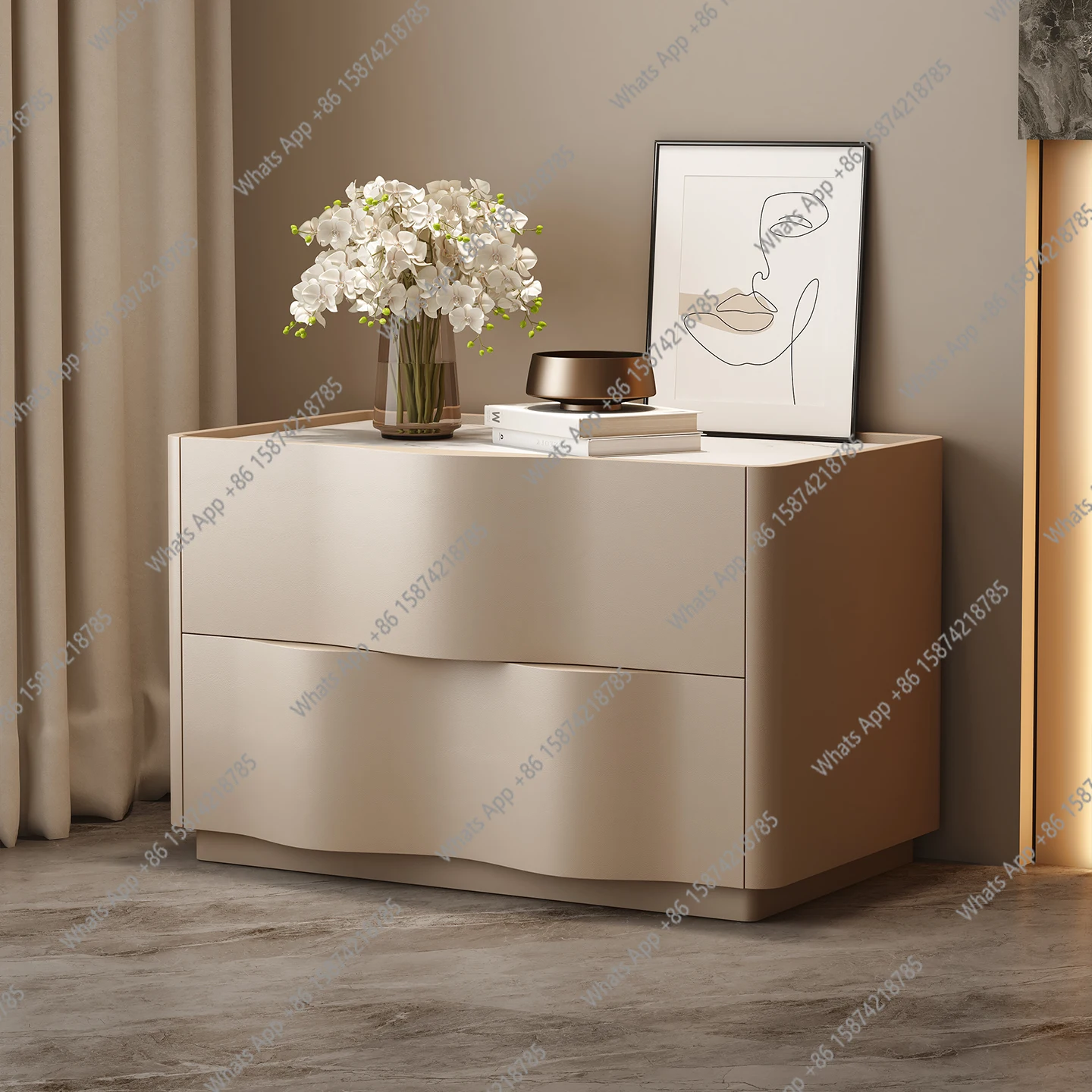 

Designer Minimalist Bedside Table Modern Simple Solid Wood Master Bedroom New Personality Premium Locker