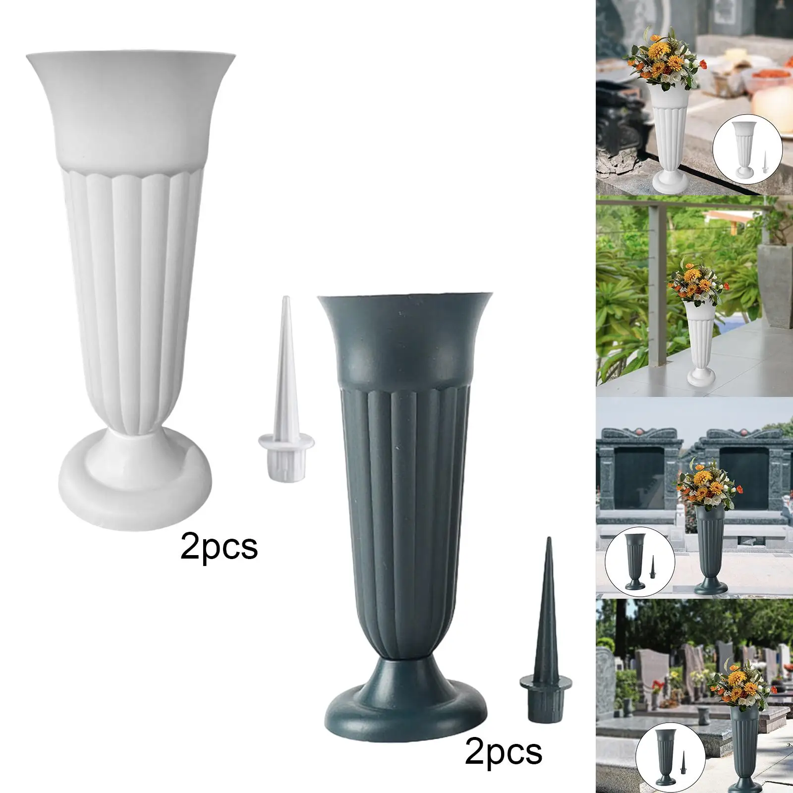 2 Pack Memorial Floral Vases Cemetery Vase Grave Vase for Graveside Lawn